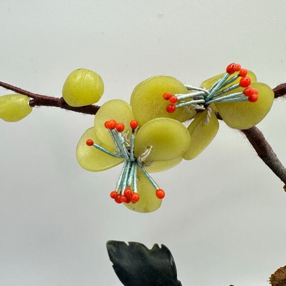 Vintage Chinese cloisonné enamel vase guilloche bird semiprecious flowers tree - Picture 6 of 11